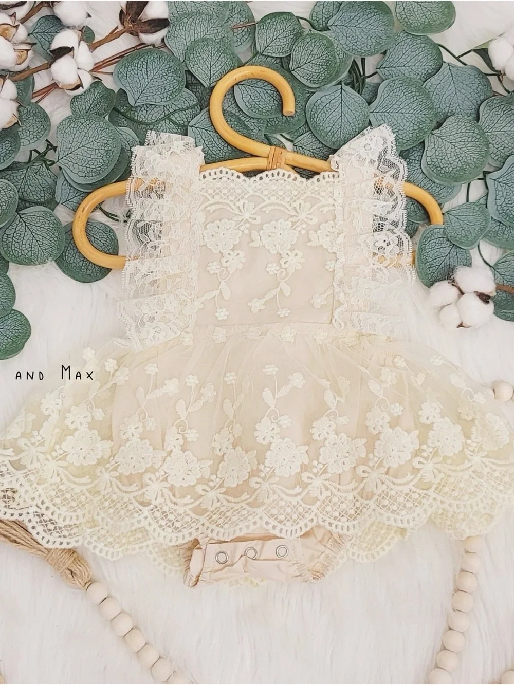 Baby Dress With Lace Tulle in Cream - Picture 1 of 6